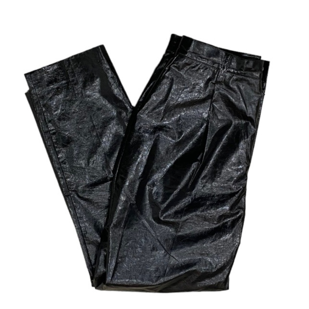 Akira Naka Black Patent Pants Trousers View 2